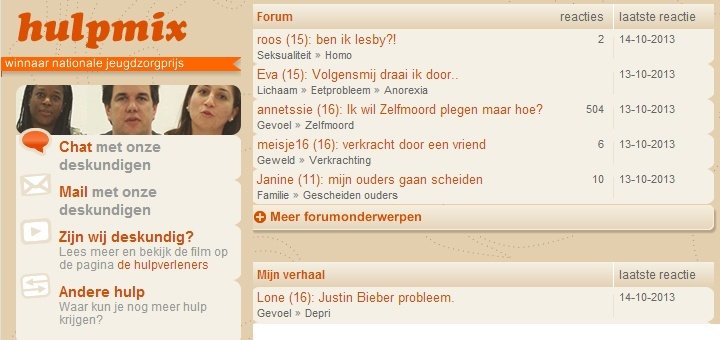 De homepage van Hulpmix.nl
