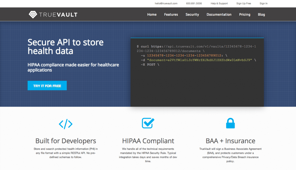 TrueVault slaat gezondheidsdata op volgens HIPAA wetgeving