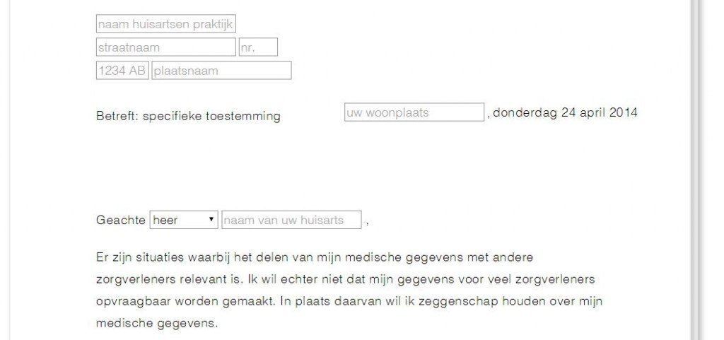 Via de website kunnen mensen een zeggenschapsbrief aan hun arts sturen