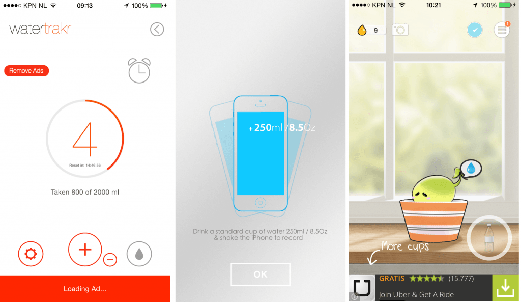 Een greep uit het water-tracking app aanbod