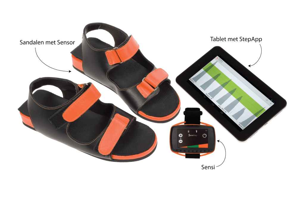 SensiStep systeem met sandalen, armband en applicatie