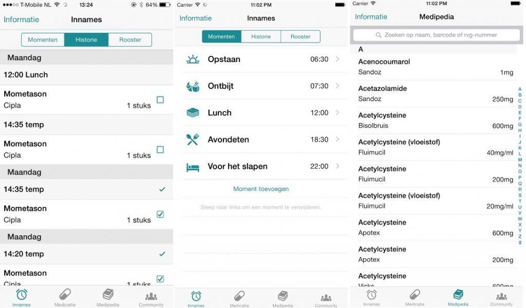 MedApp inname schema en informatie