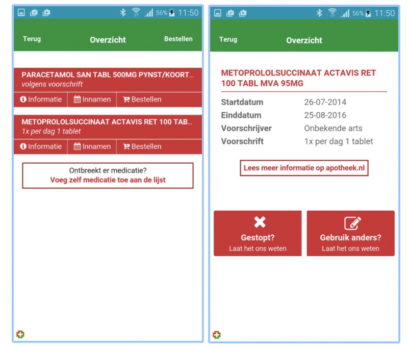 Medsen Apotheek app medicatie