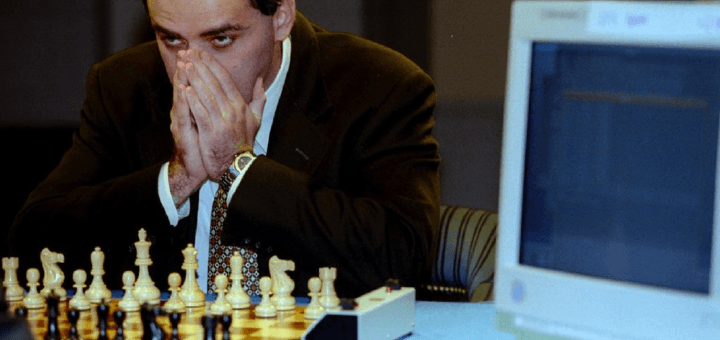 Gary Kasparov speelt tegen IBM's Deep Blue