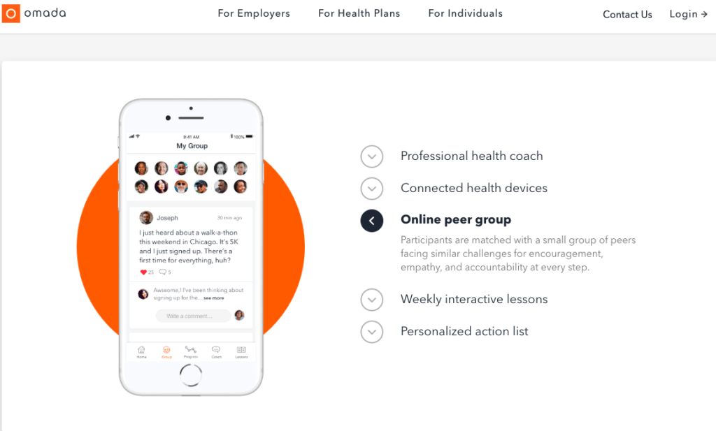 Omada Health biedt naast meetapparatuur voor thuis ook educatie en een online peer group